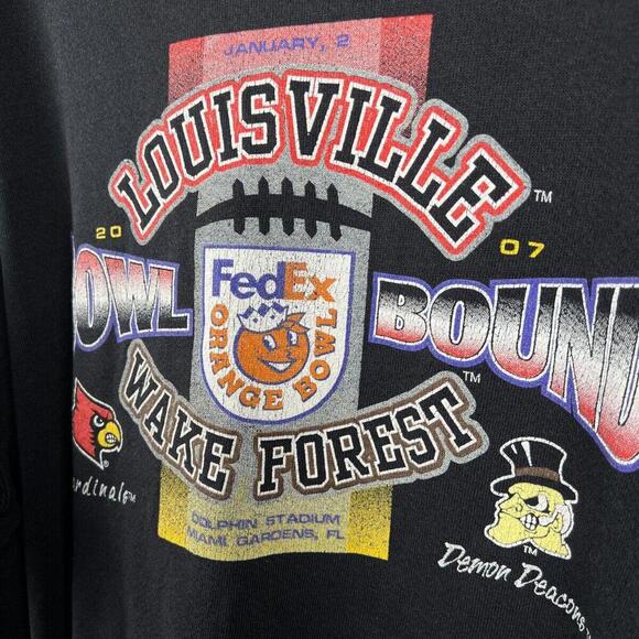 2007 Vintage Y2K Louisville Cardinals Bowl Bound Demon Deacons Sweatshirt XL - Picture 3 of 4